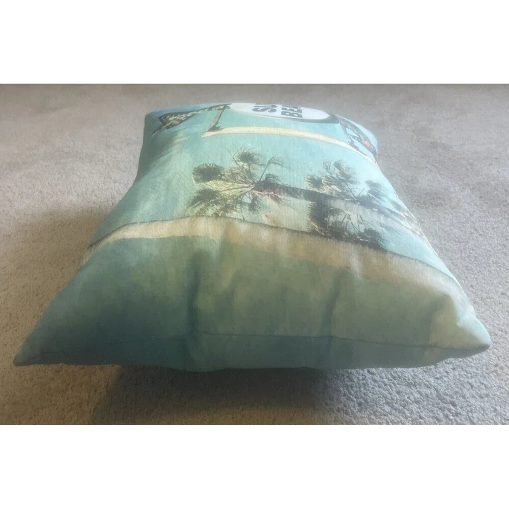 Indoor Outdoor Rectangular SURF BEACH‎ Throw Pillow Palm Trees 19.5” X 13.5”